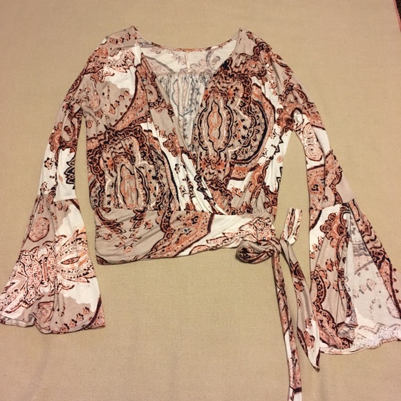 Free People Tops - Free People Fiona Wrap Bell Sleeve Crop Top